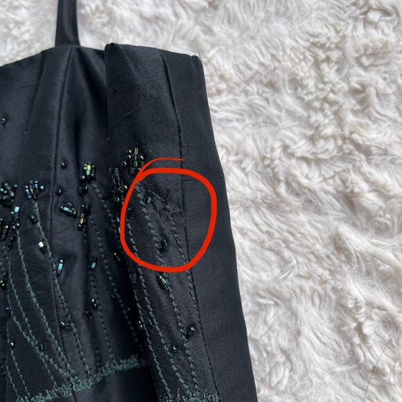 Ann‎ Taylor 100% silk flower garden beaded dress floral vintage Y2K 90s fairy - Picture 7 of 15